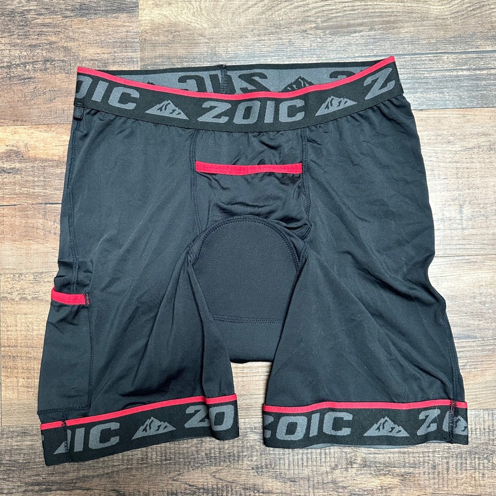 Zoic Mens Padded Cycling Liner Shorts Black Red MTB Bike Chamois Size M